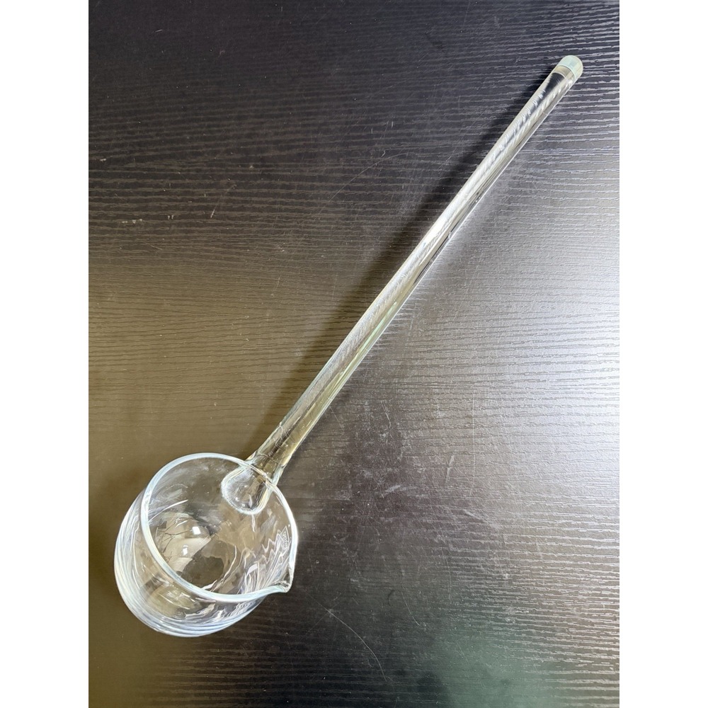 Vintage Krosno Poland Clear Glass Punch Bowl Serving Ladle 15" Long